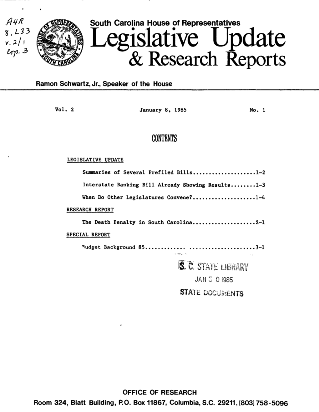 Legislative Update & Research Reports