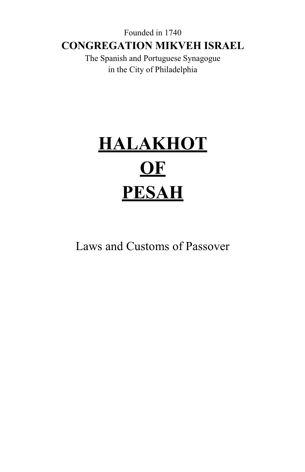 Halakhot of Pesah