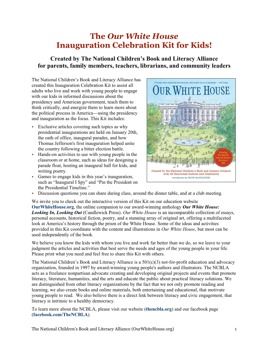 The Our White House Inauguration Celebration Kit for Kids!