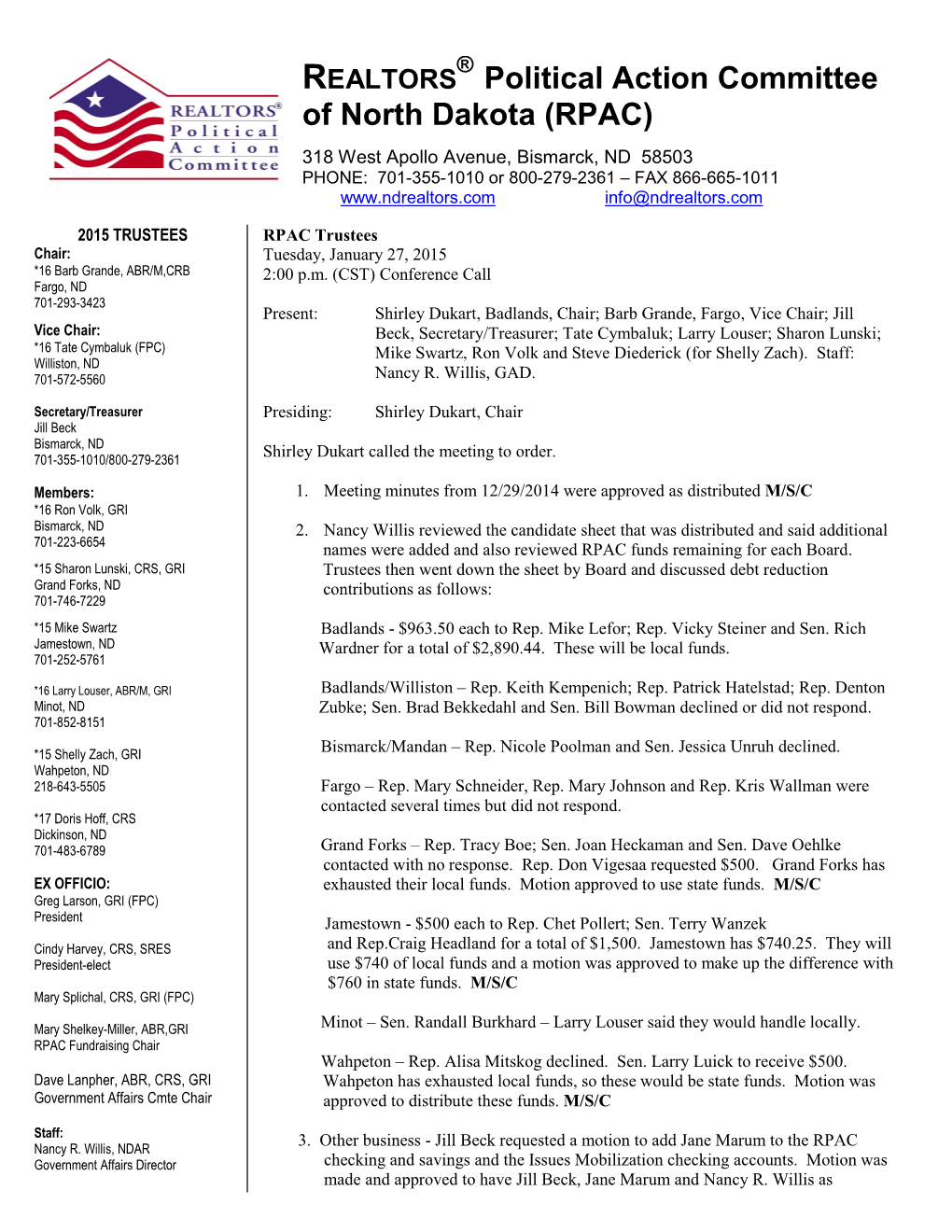 Political Action Committee of North Dakota (RPAC)