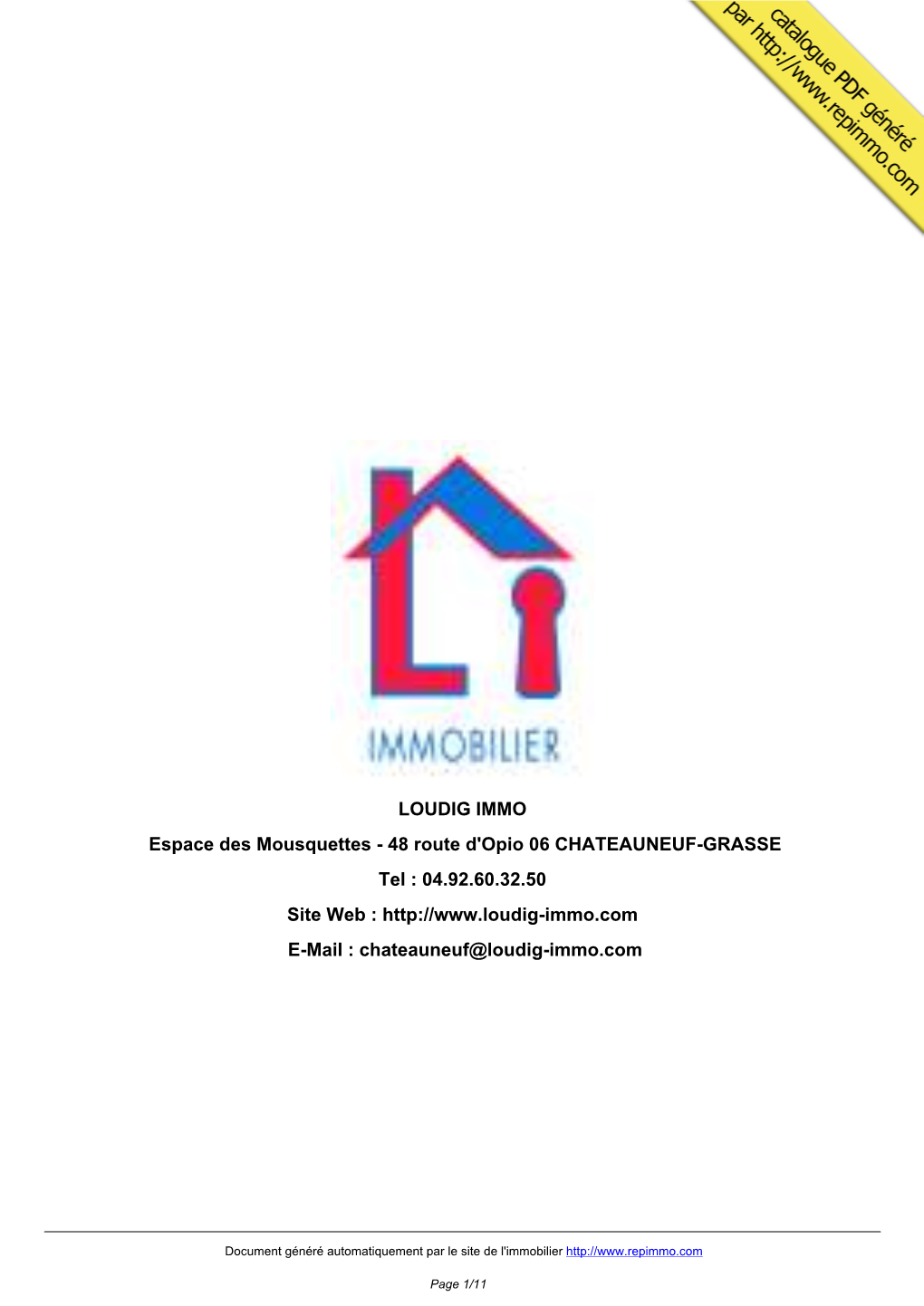 Catalogue Immobilier LOUDIG IMMO CHATEAUNEUF-GRASSE