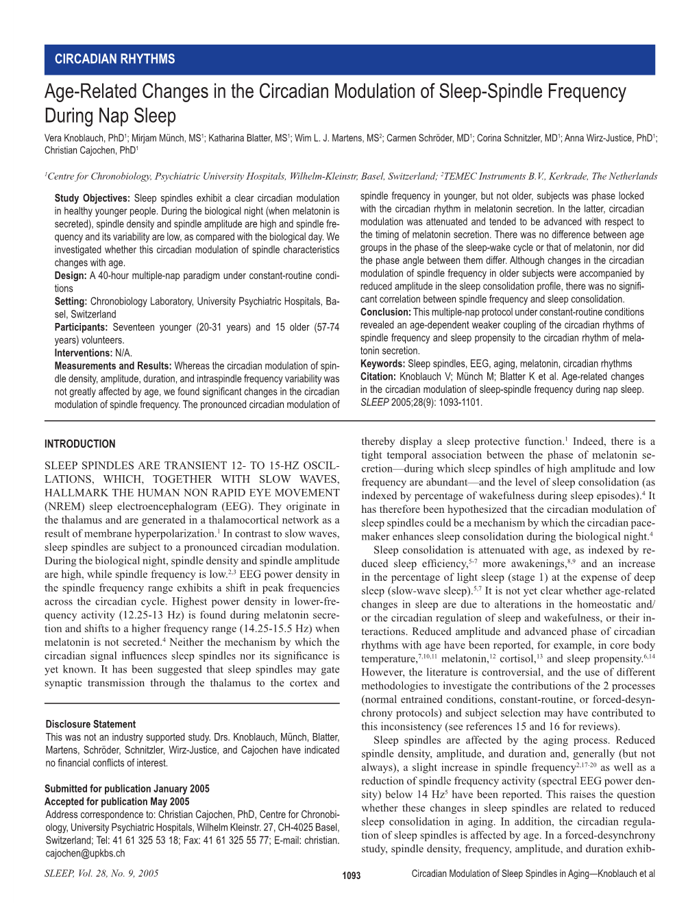 Age-Related Changes in the Circadian Modulation of Sleep