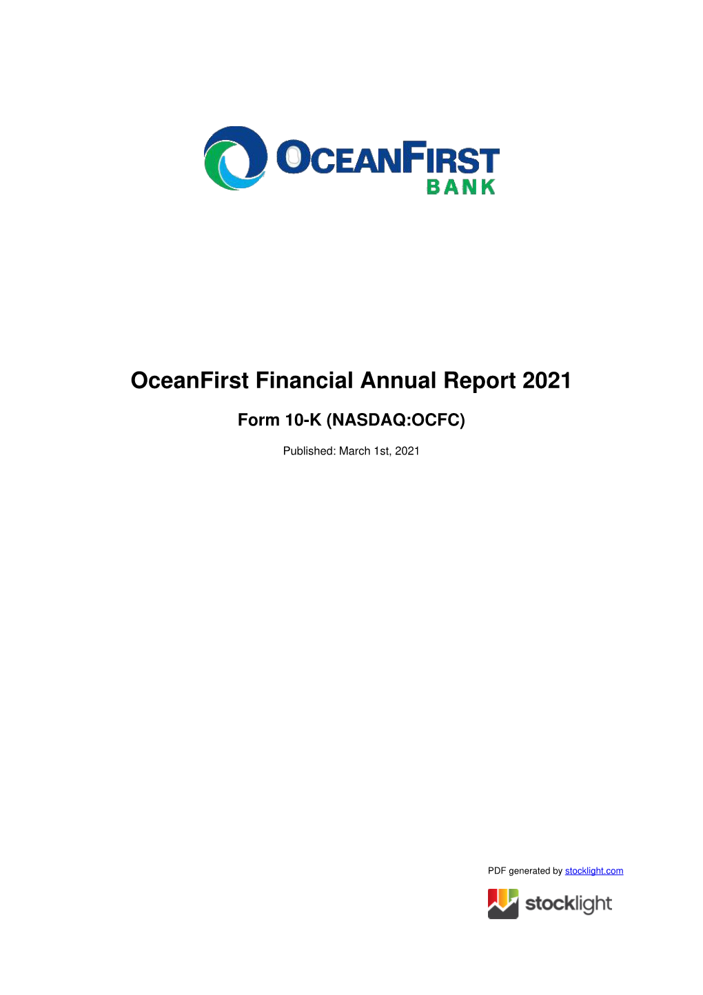 Oceanfirst Financial Annual Report 2021