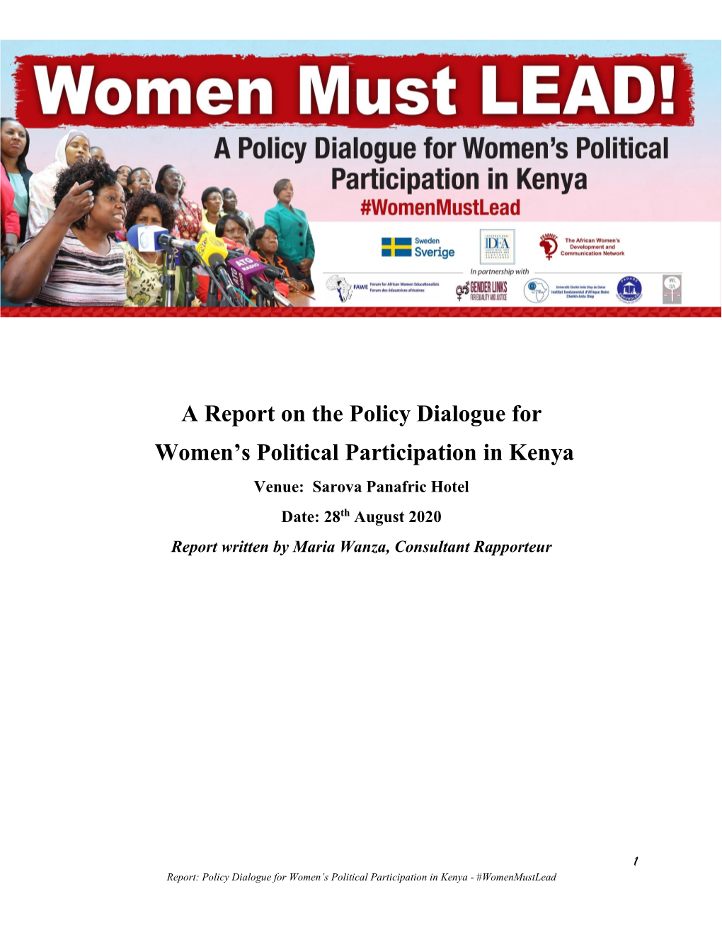 A Report on the Policy Dialogue for Women's Political Participation In