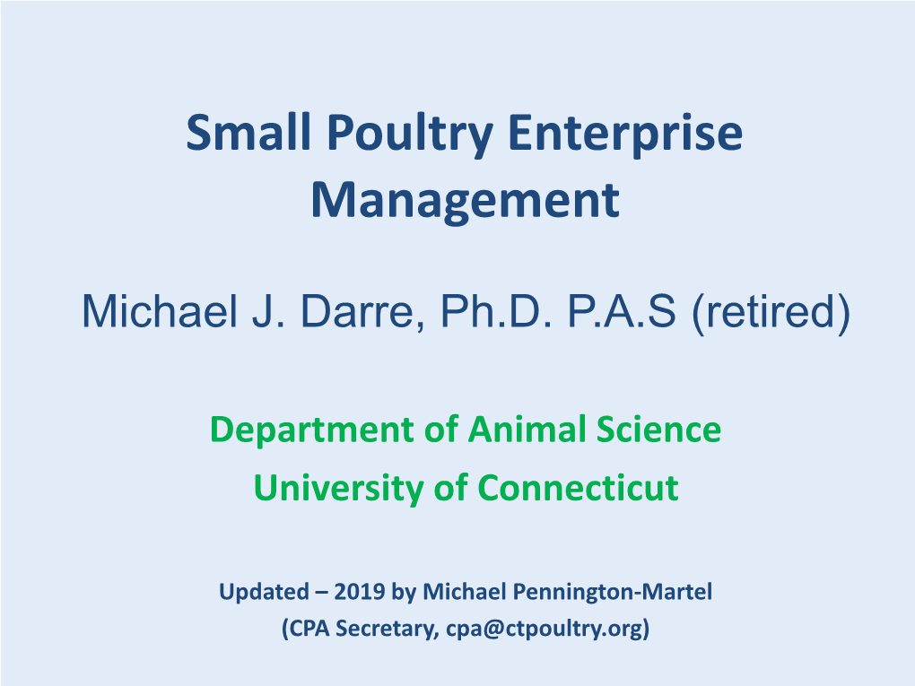 Small Poultry Enterprise Management