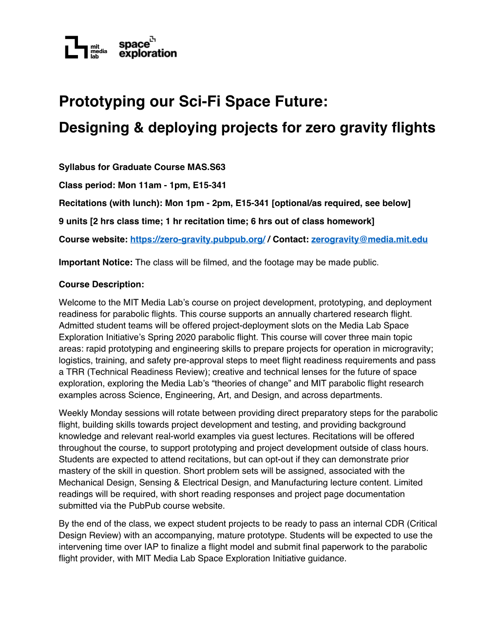 Prototyping Our Sci-Fi Space Future: Designing & Deploying Projects for Zero Gravity Flights