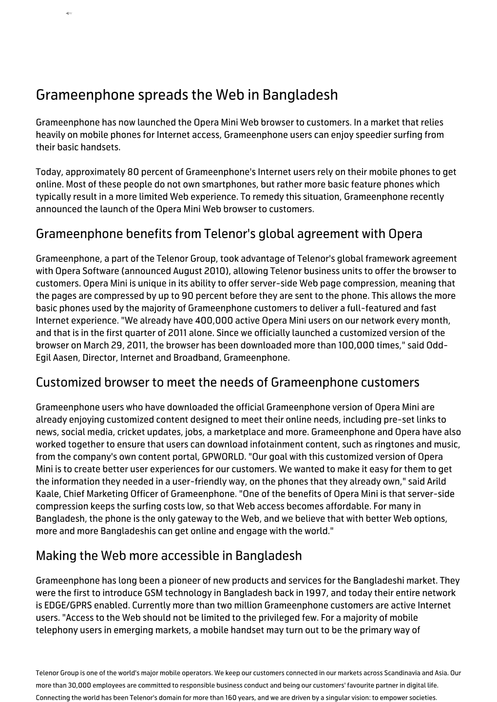 Grameenphone Spreads the Web in Bangladesh
