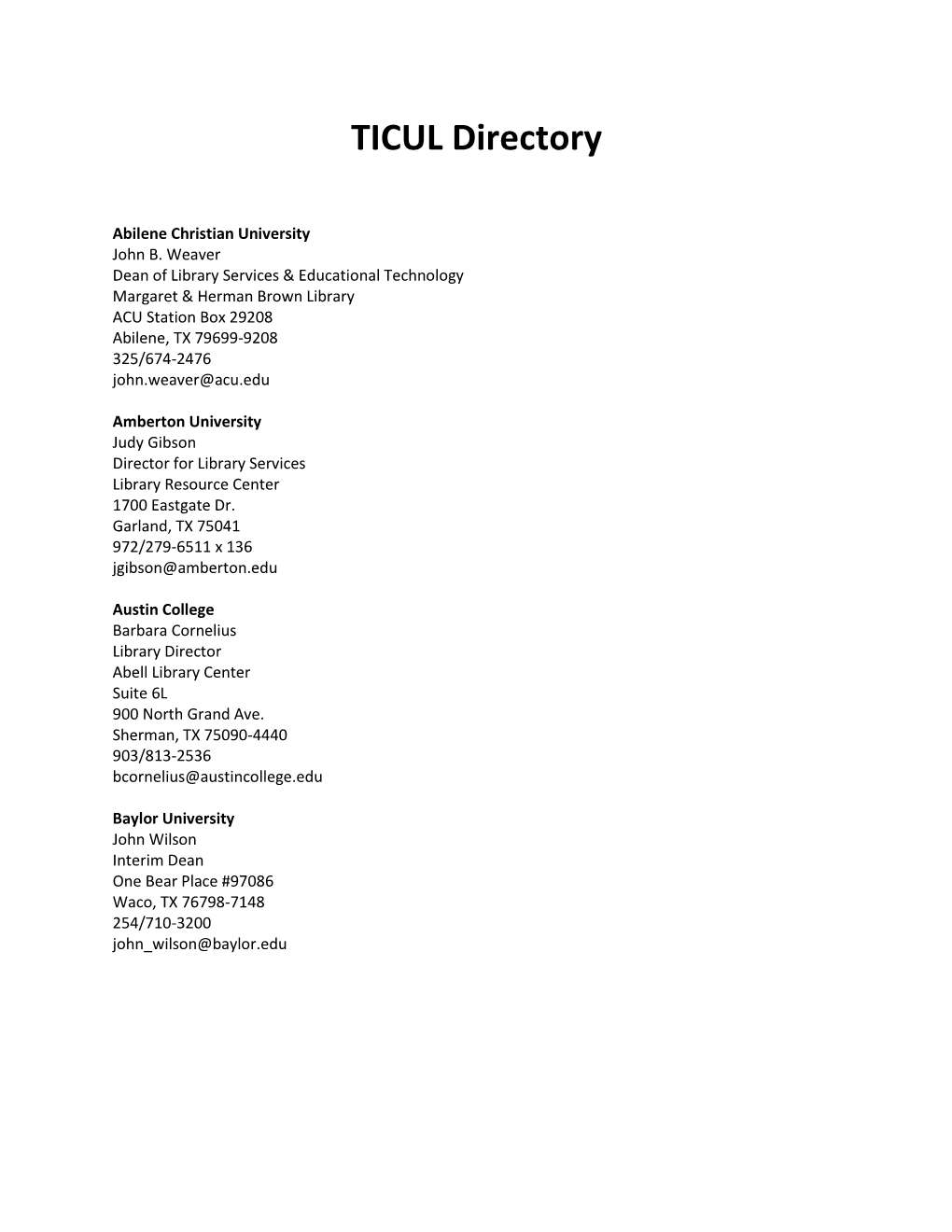 TICUL Directory