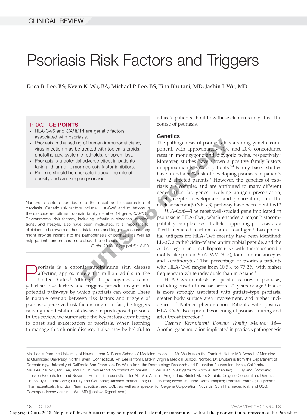 Psoriasis Risk Factors and Triggers
