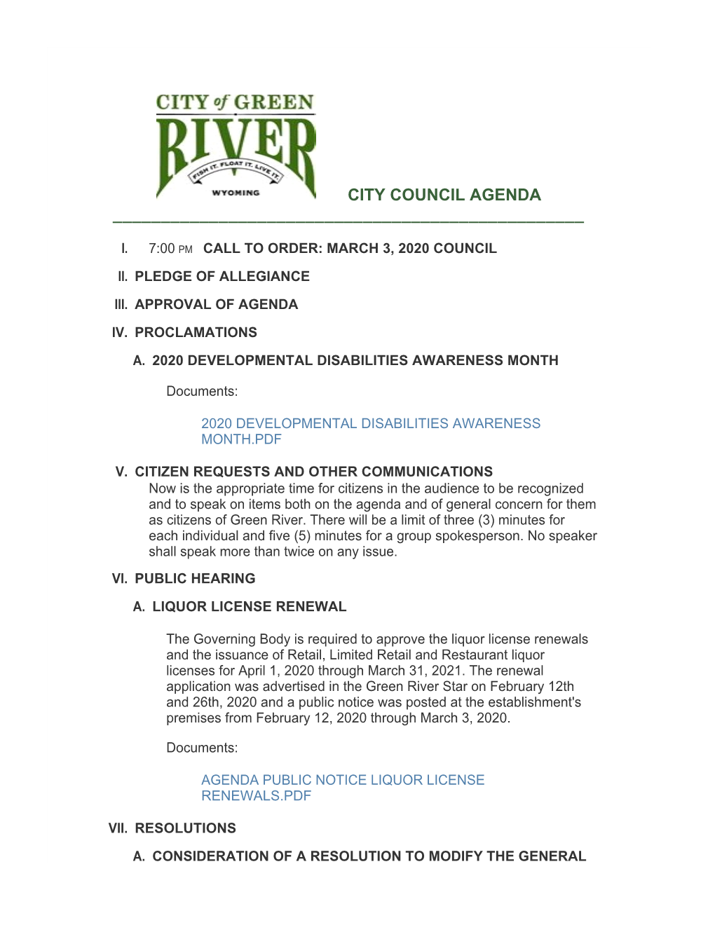City Council Agenda ______