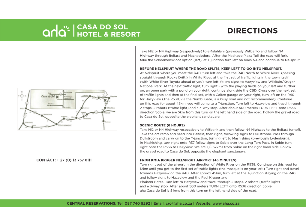 Casa Do Sol Directions Map