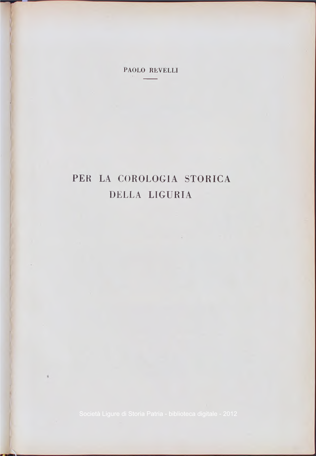 Per La Corologia Storica Della Liguria