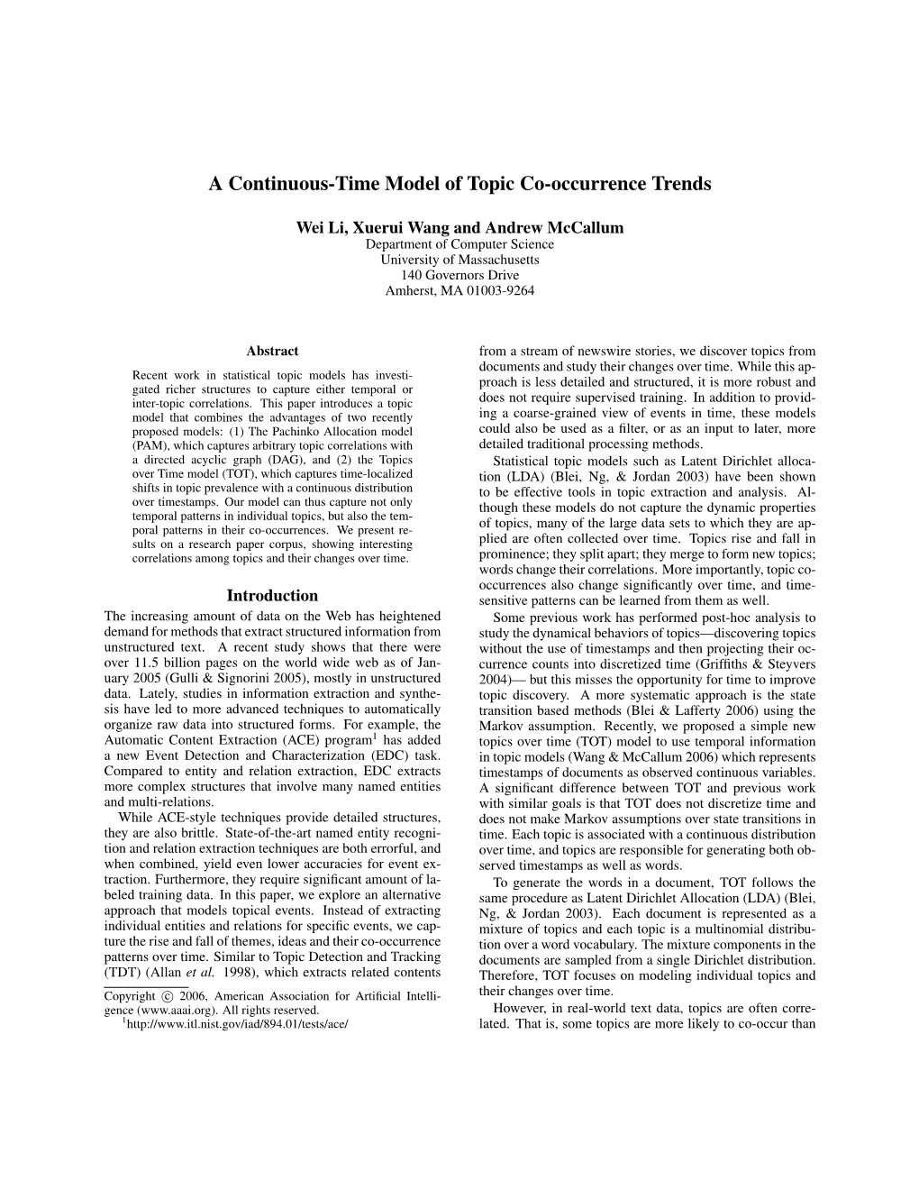 A Continuous-Time Model of Topic Co-Occurrence Trends