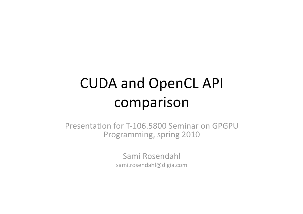 CUDA and Opencl API Comparison