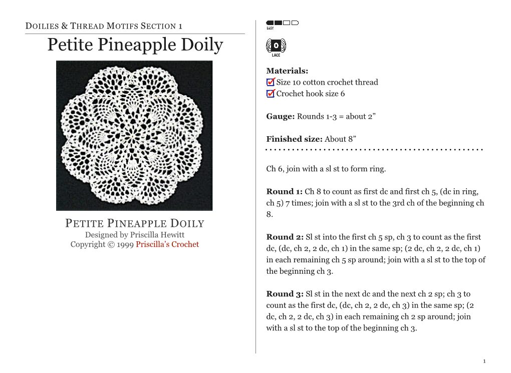 Petite Pineapple Doily