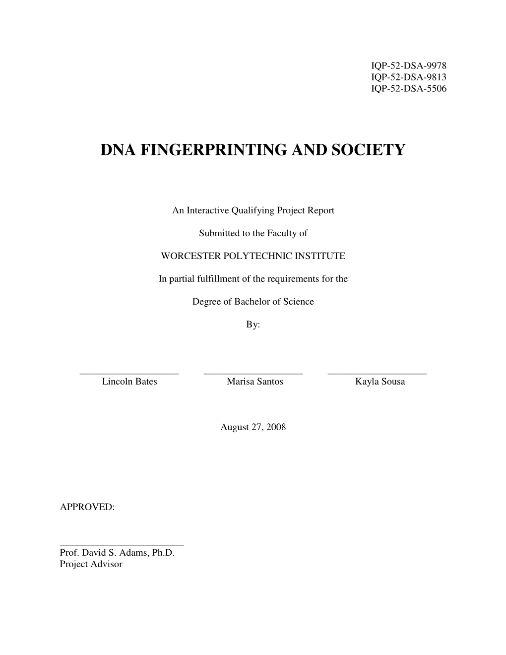 Dna Fingerprinting and Society