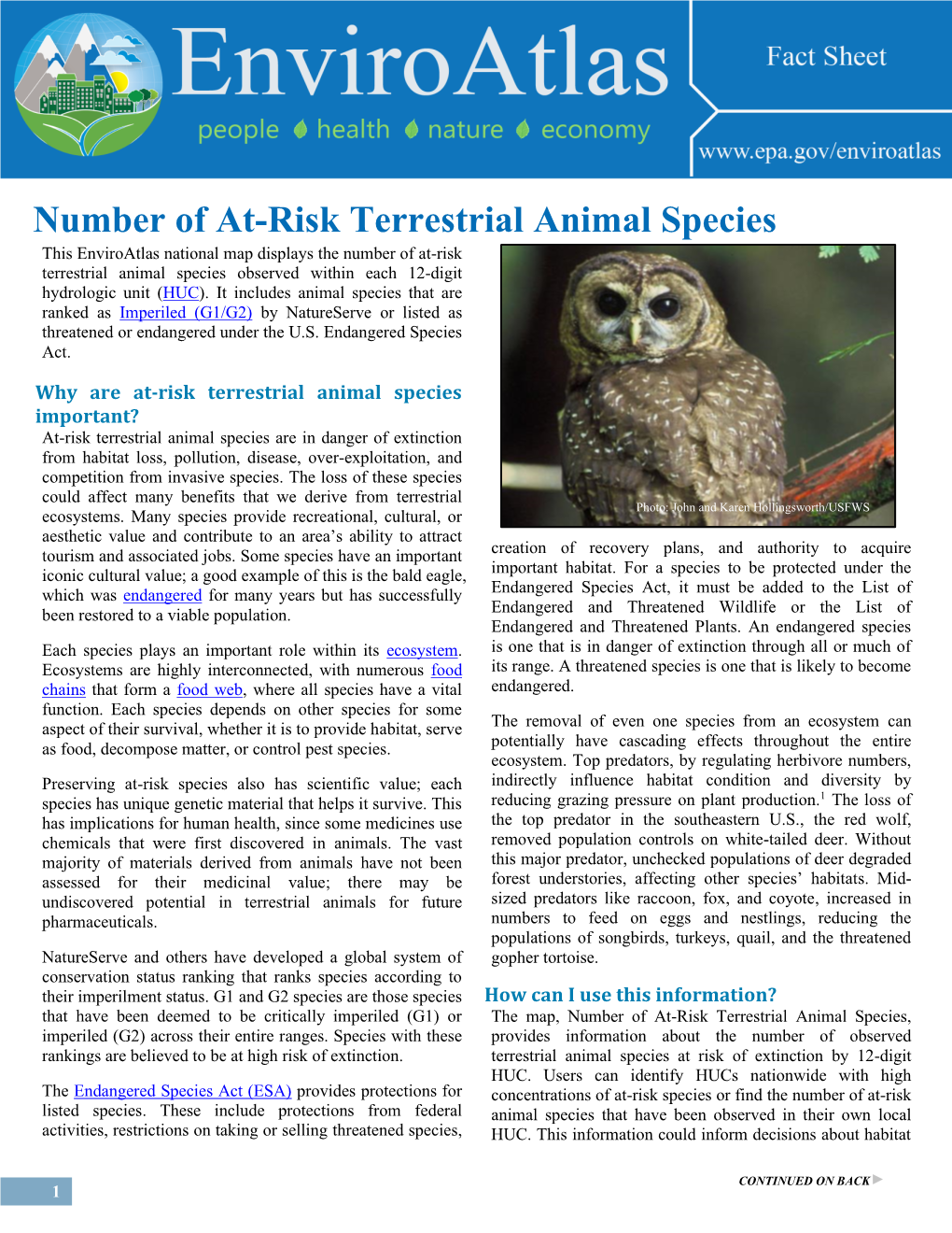 Number of At-Risk Terrestrial Animal Species