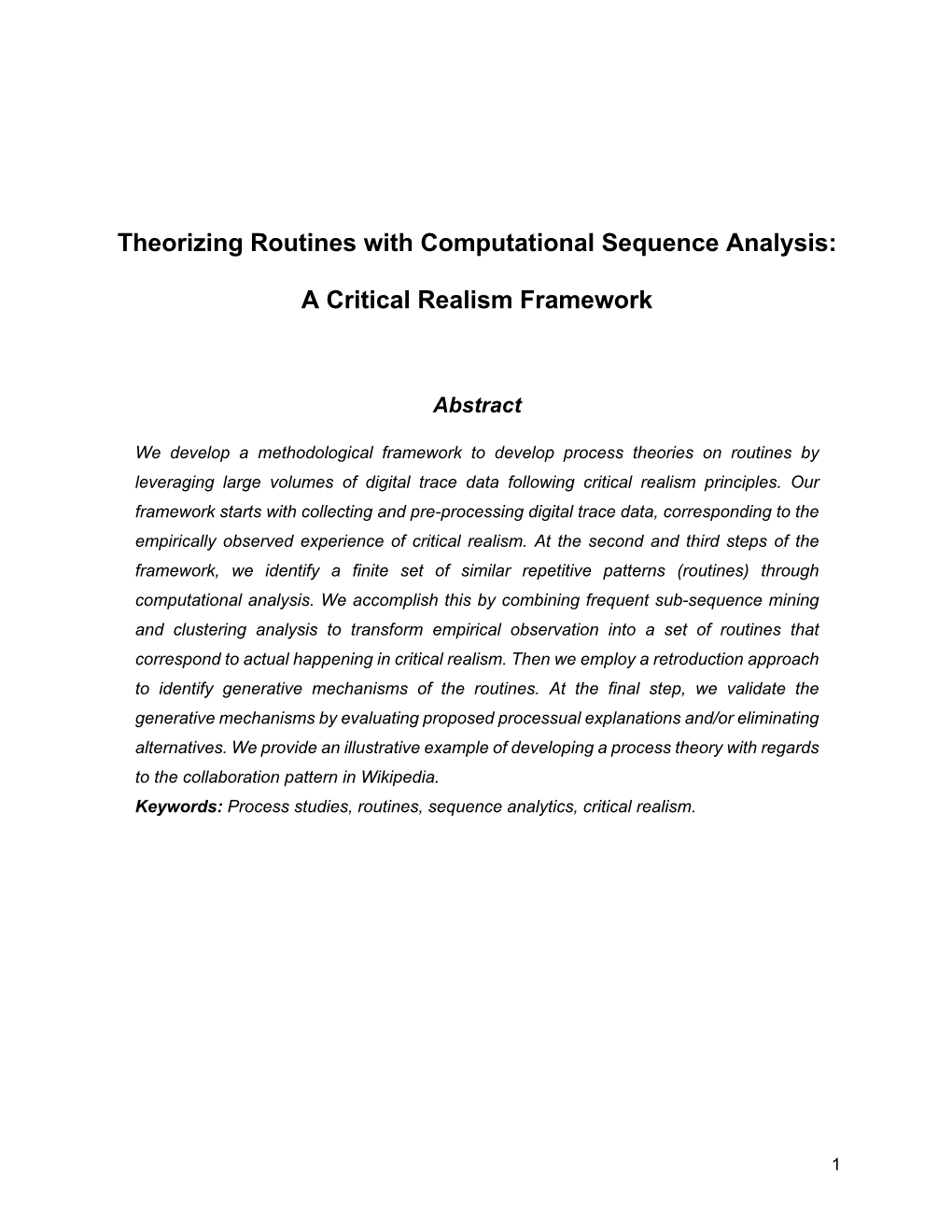 Theorizing Routines with Computational Sequence Analysis