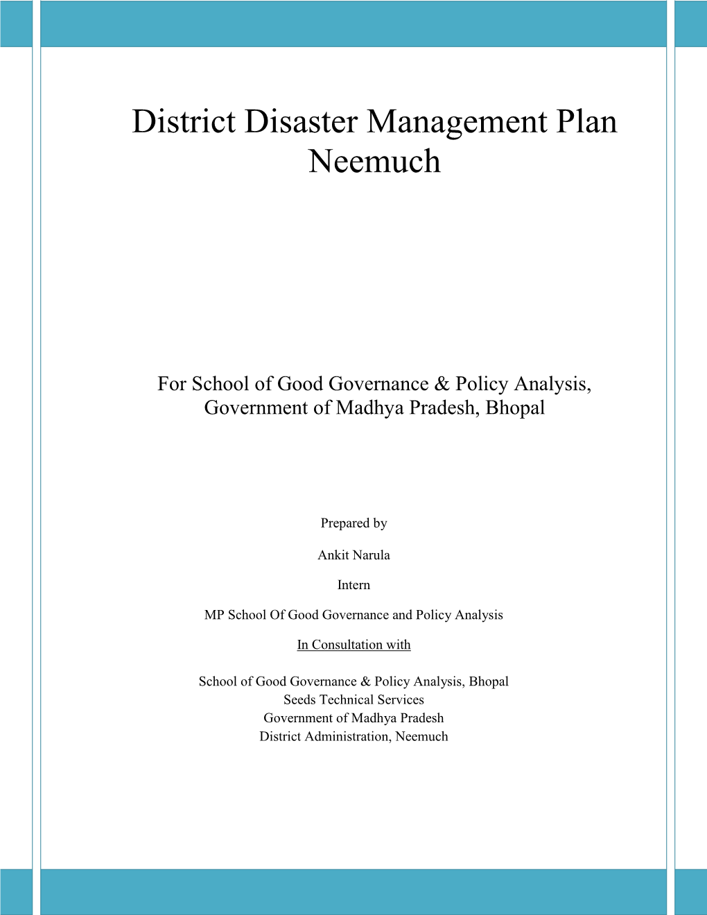 District Disaster Management Plan Neemuch