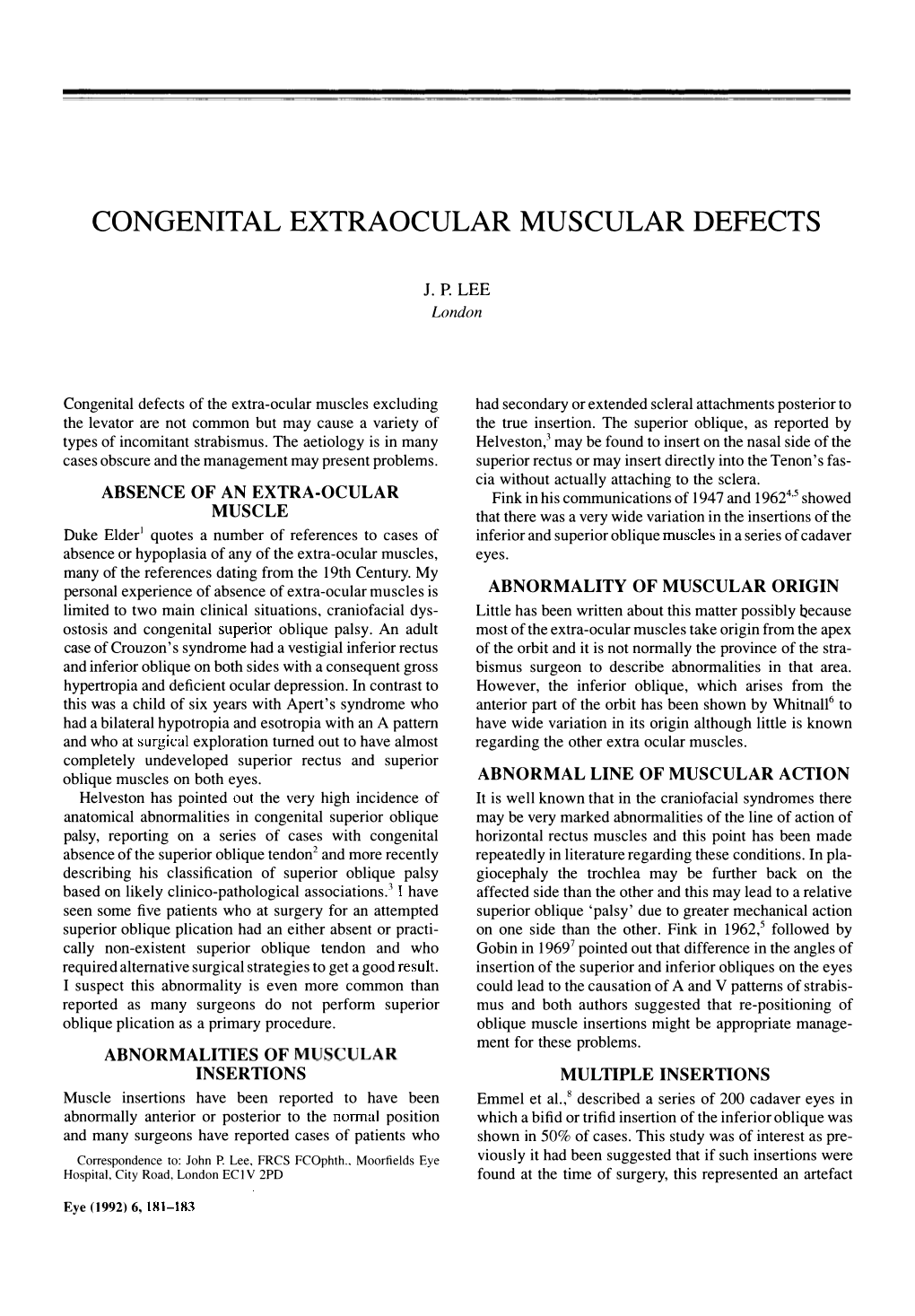 Congenital Extraocular Muscular Defects