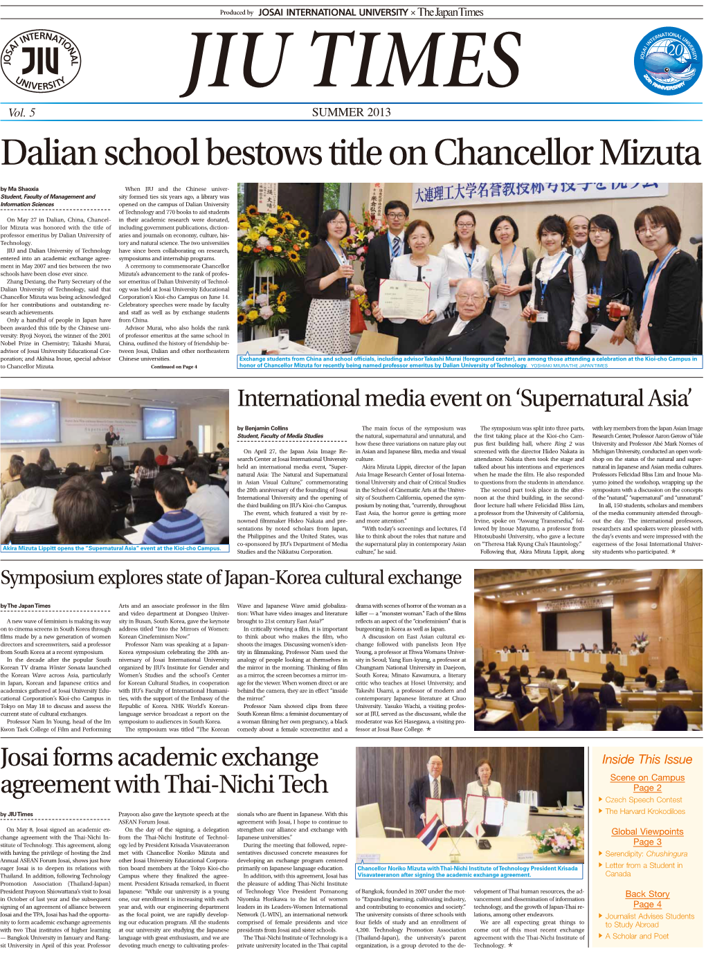 Dalian School Bestows Title on Chancellor Mizuta