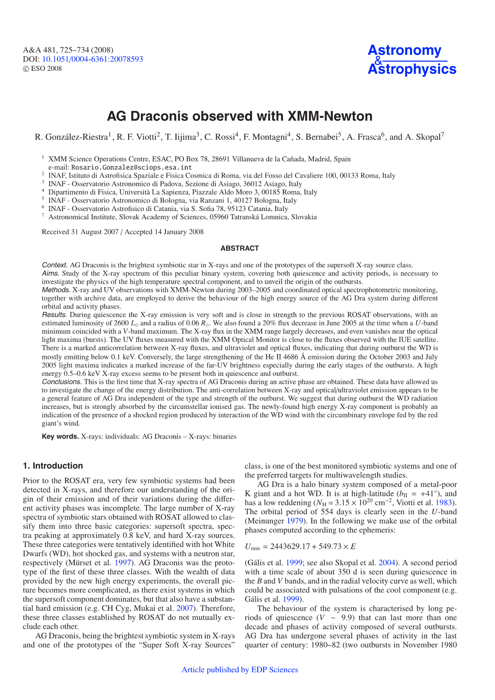 AG Draconis Observed with XMM-Newton