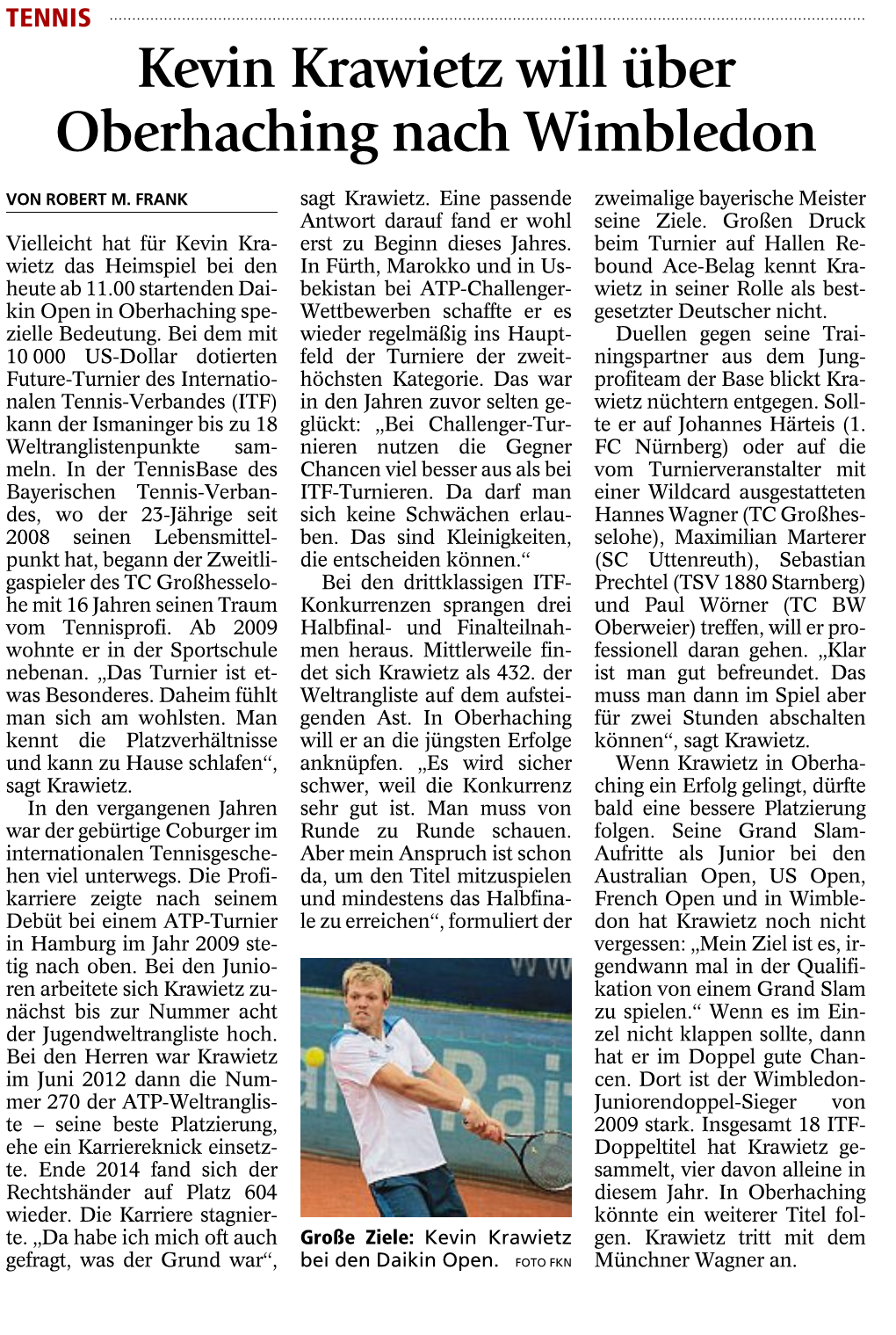 Kevin Krawietz Will Über Oberhaching Nach Wimbledon