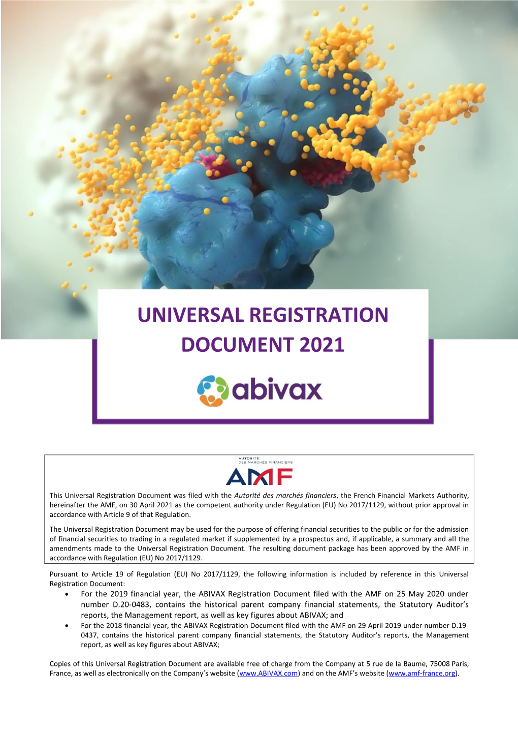 Universal Registration Document 2021