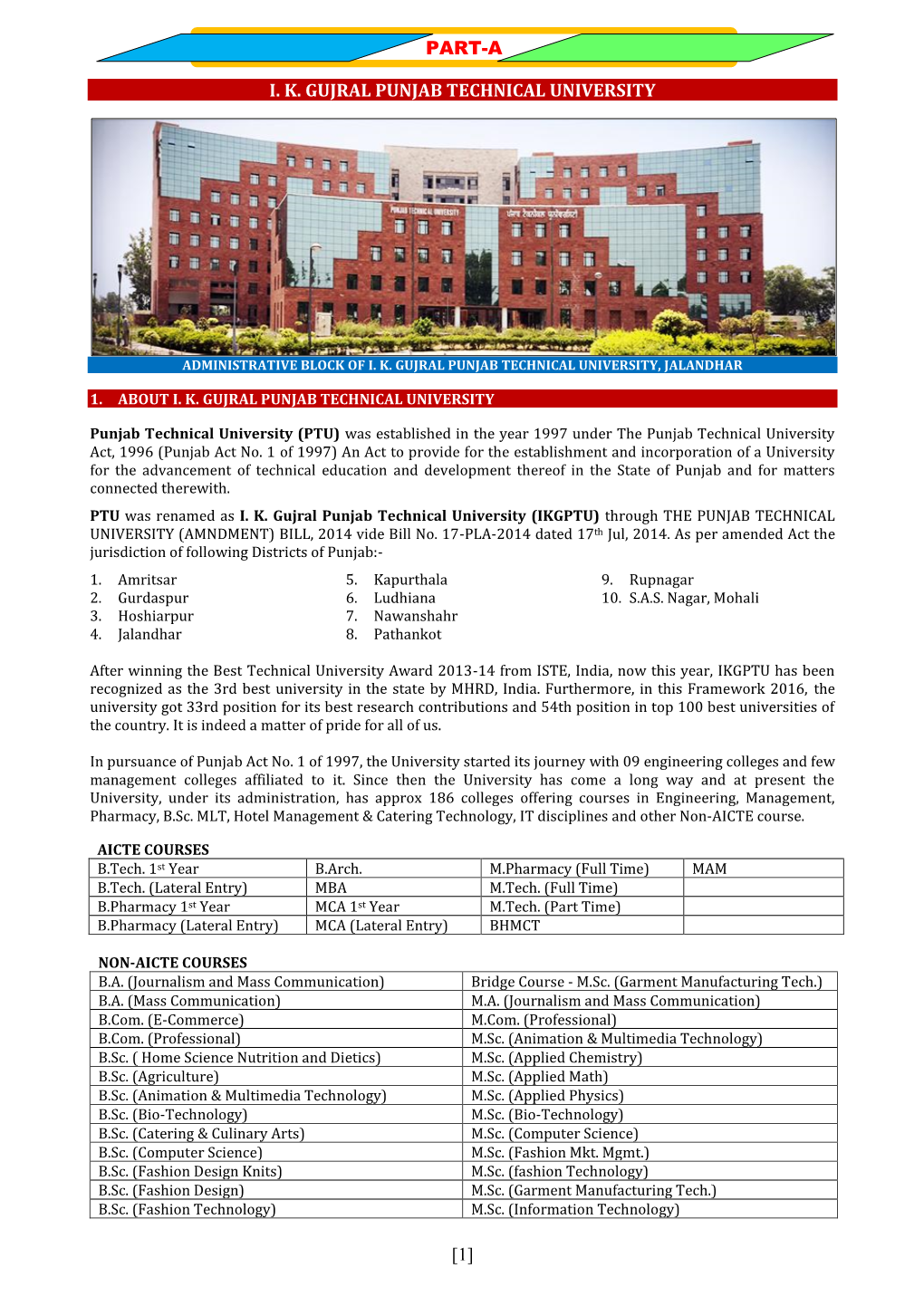 Ik Gujral Punjab Technical University Part-A