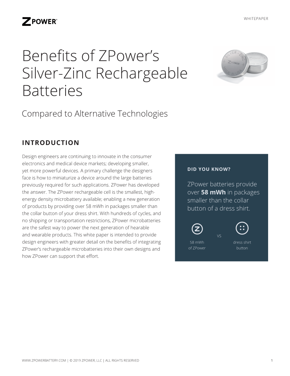 Benefits of Zpower's Silver-Zinc Rechargeable Batteries