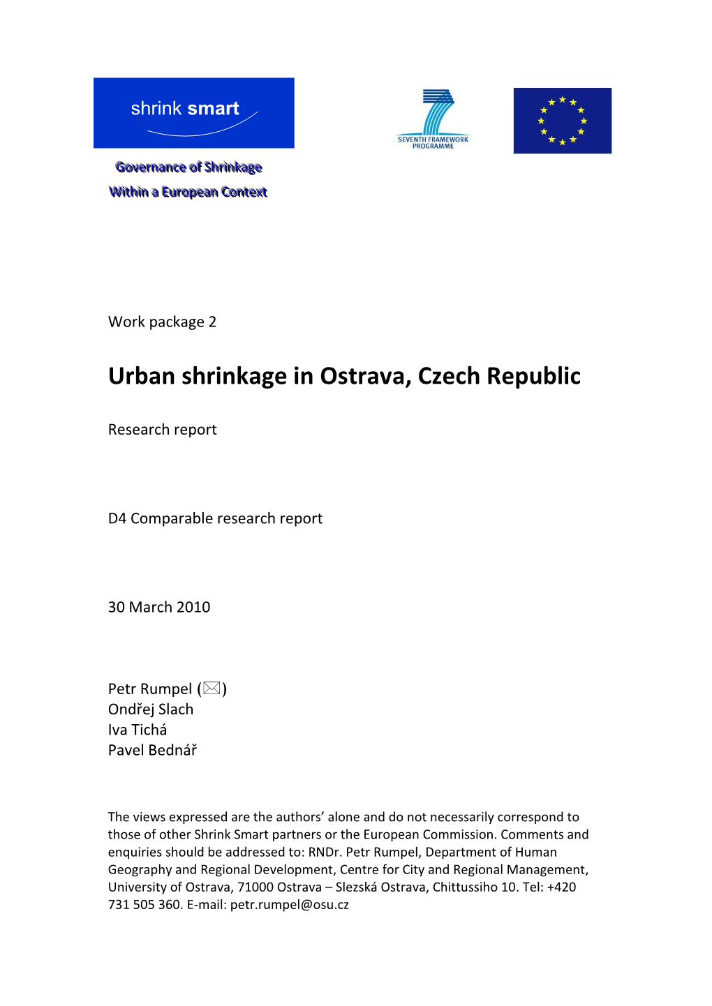 Urban Shrinkage in Ostrava, Czech Republic