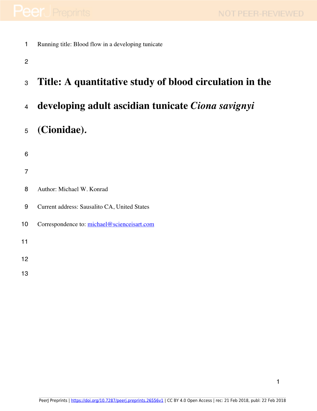 A Quantitative Study of Blood Circulation in the Developing