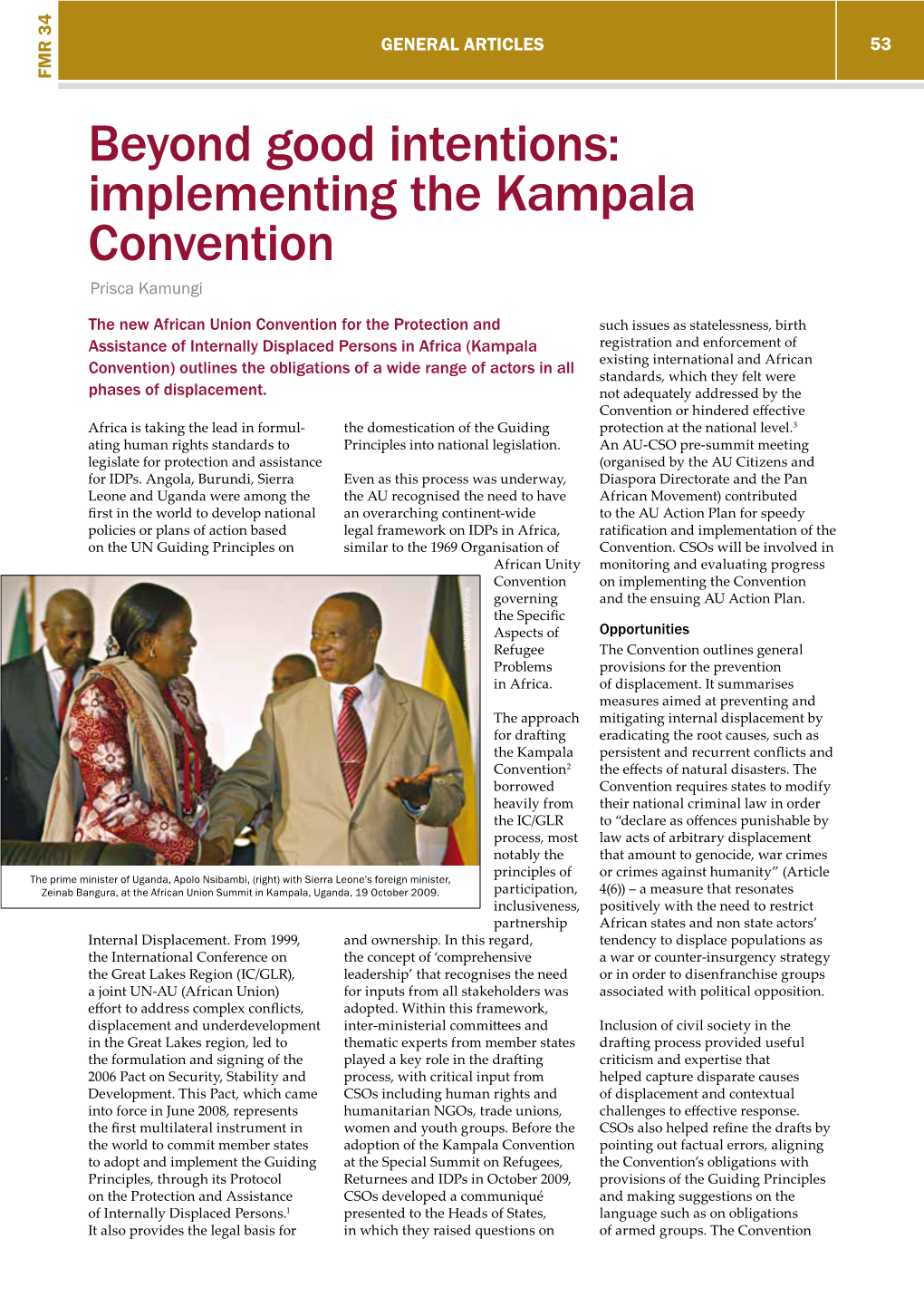 Implementing the Kampala Convention Prisca Kamungi