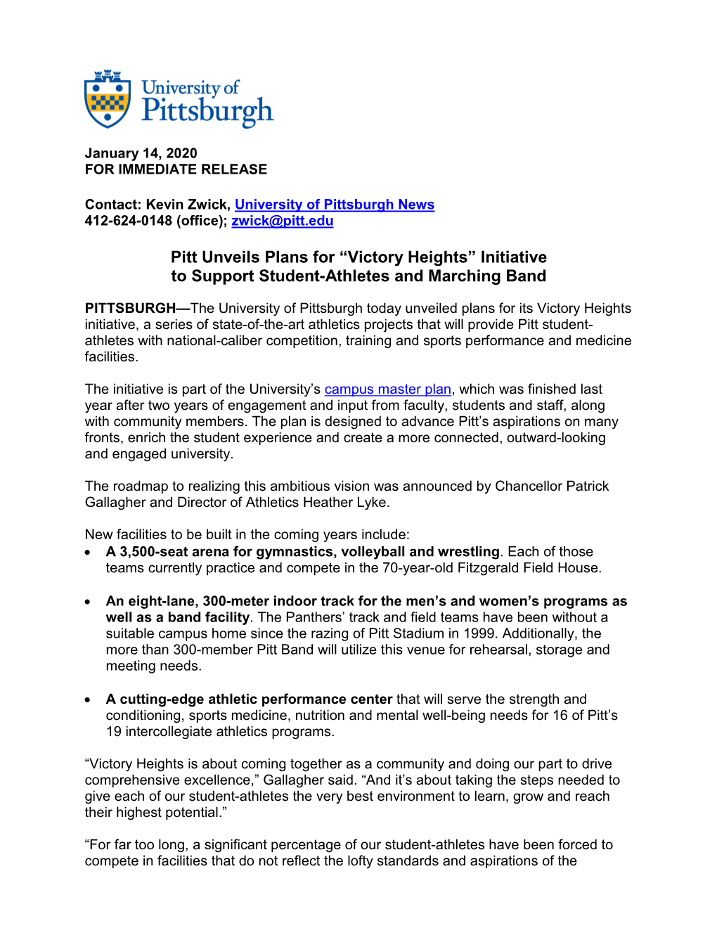 Victory Heights Press Release