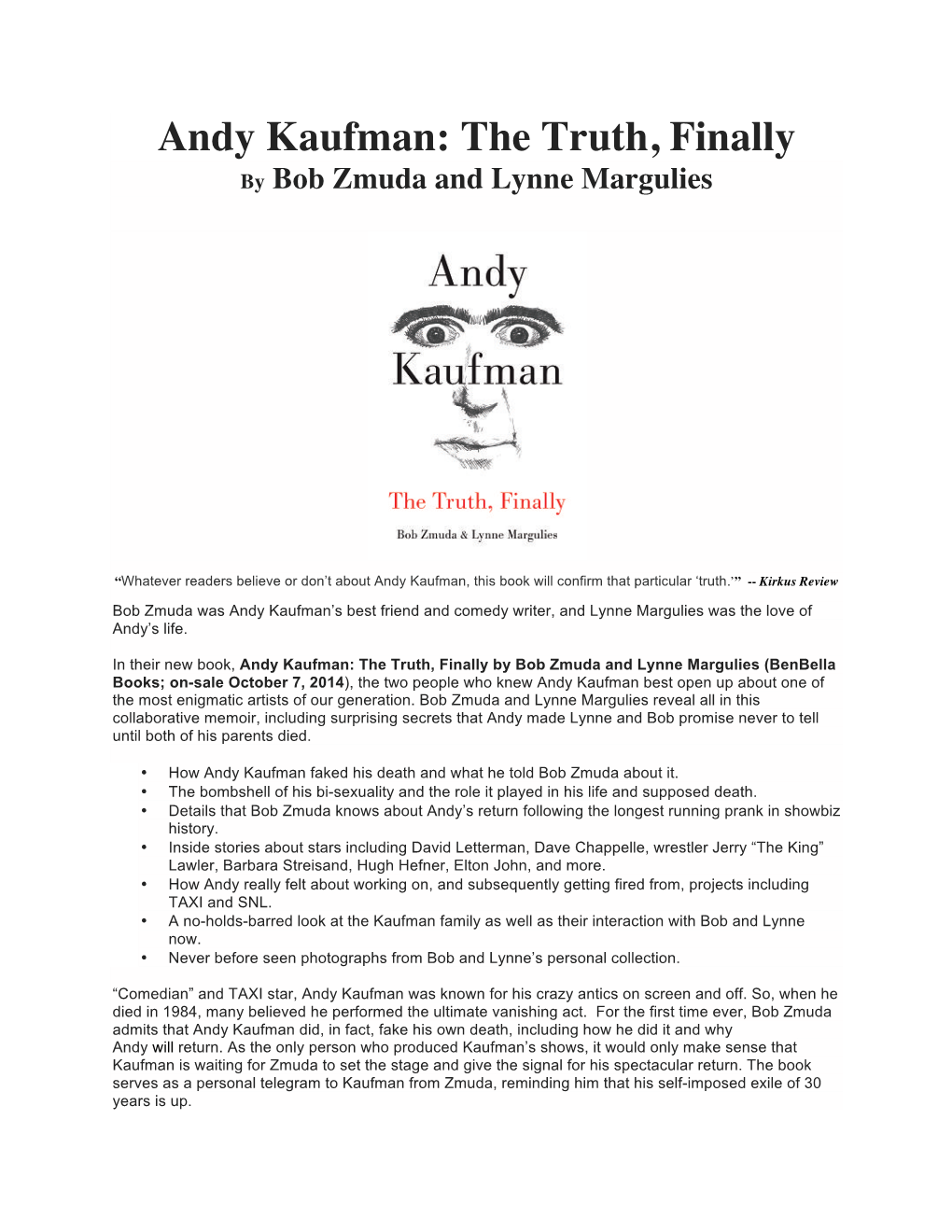 The Truth, Finally by Bob Zmuda and Lynne Margulies