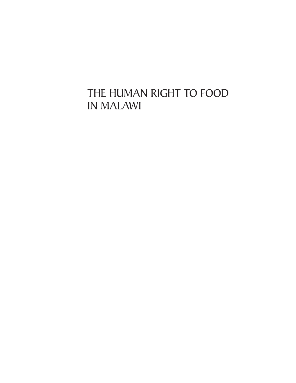 The Human Right to Food in Malawi