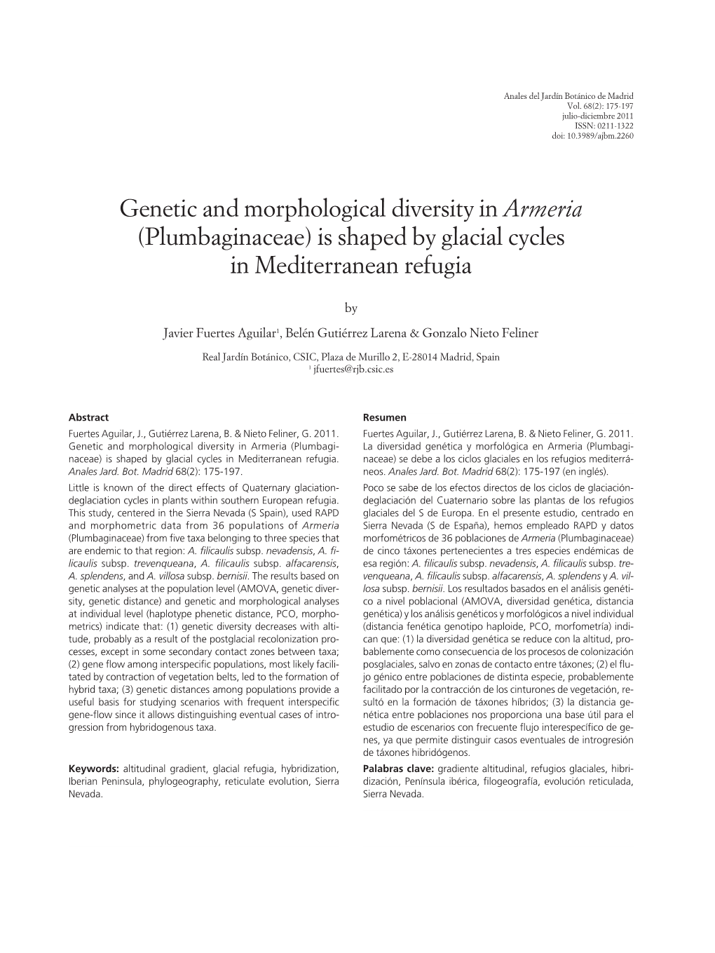 Armeria (Plumbaginaceae) Is Shaped by Glacial Cycles in Mediterranean Refugia