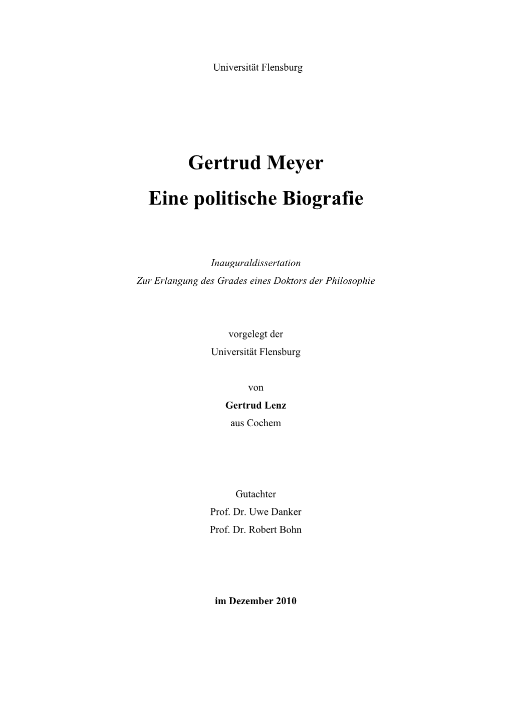 Gertrud Meyer Eine Politische Biografie