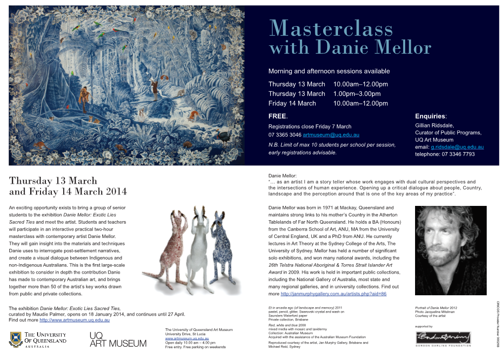 Final Danie Mellor Masterclass Flyer