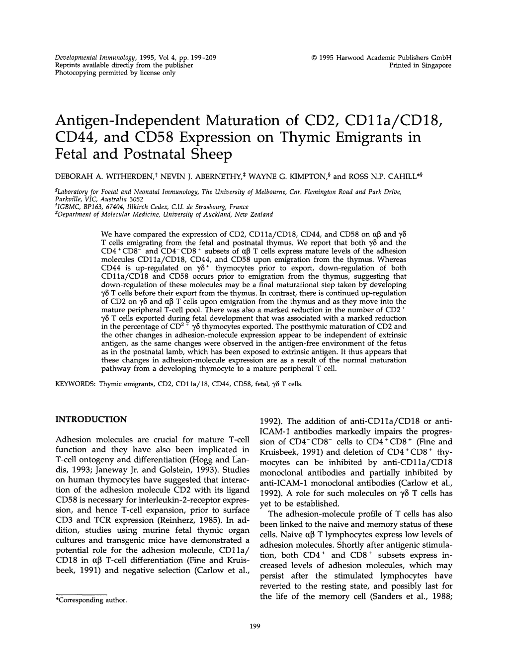 Antigen-Independent Maturation of CD2, CD1 La/CD18