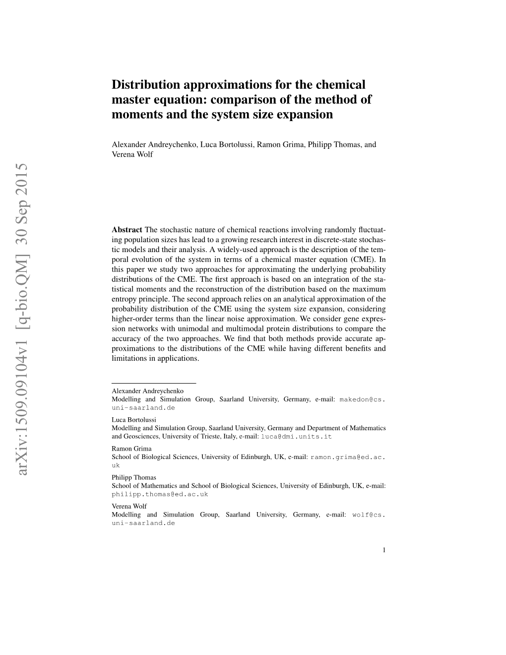 Distribution Approximations for the Chemical Master Equation: Comparison of the Method of Moments and the System Size Expansion