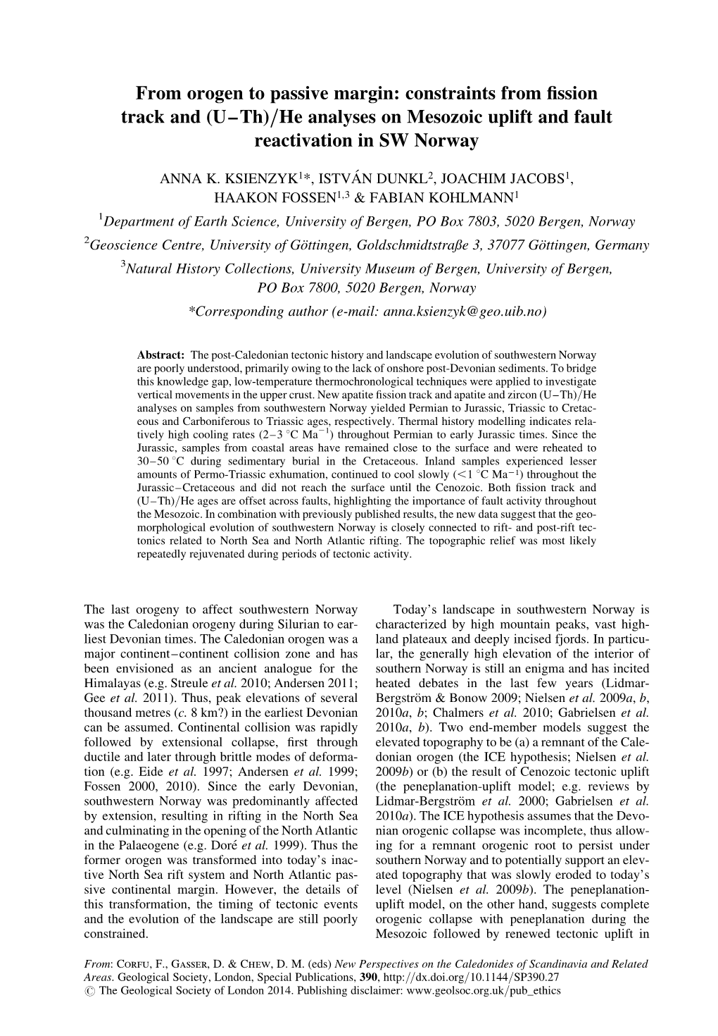 From Orogen to Passive Margin: Constraints from Fission Track and (U–Th)/He Analyses on Mesozoic Uplift and Fault Reactivation