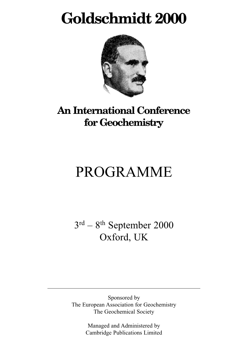 Goldschmidt 2000 PROGRAMME