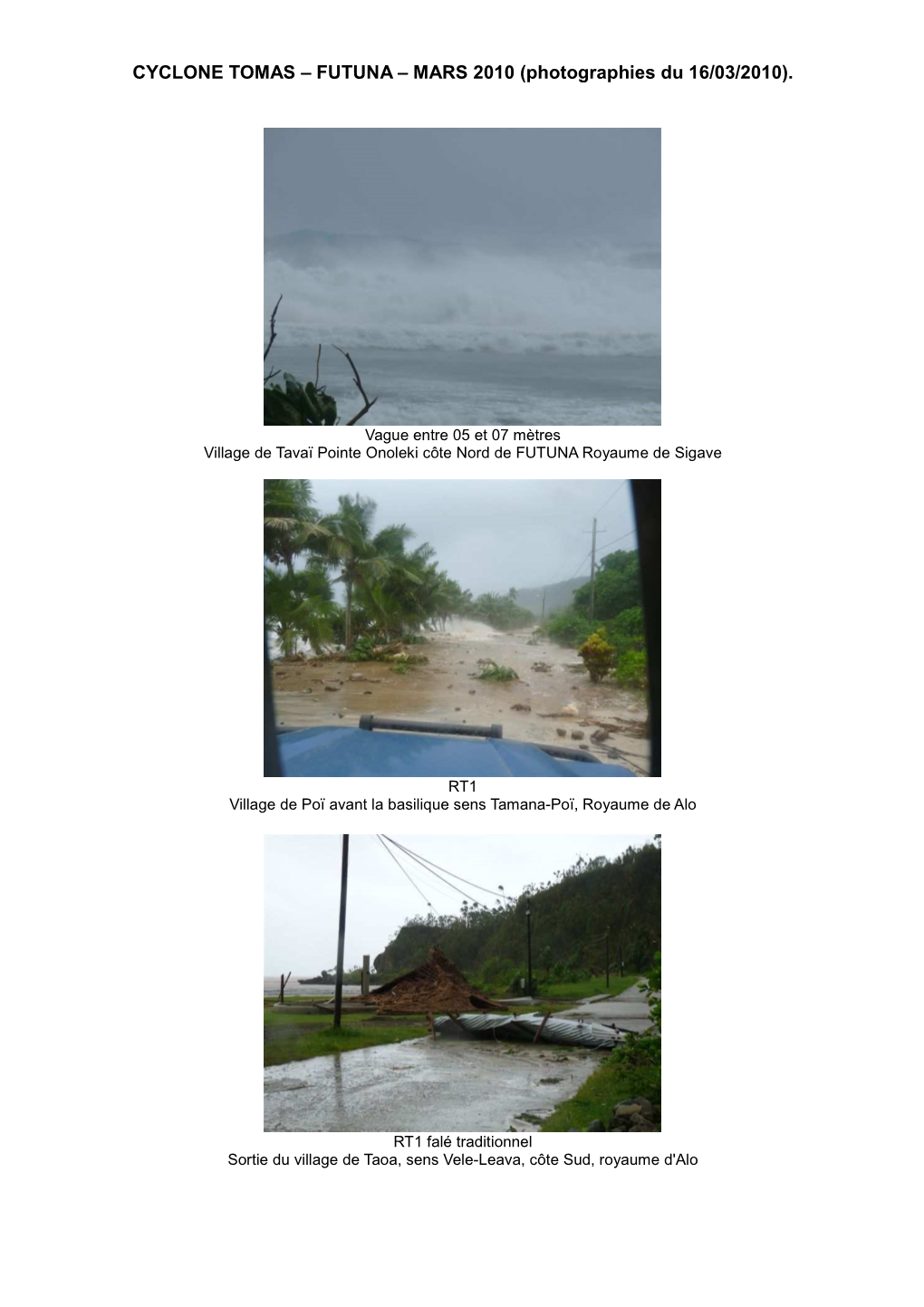 Photos Ravages Du Cyclone Tomas À FUTUNA