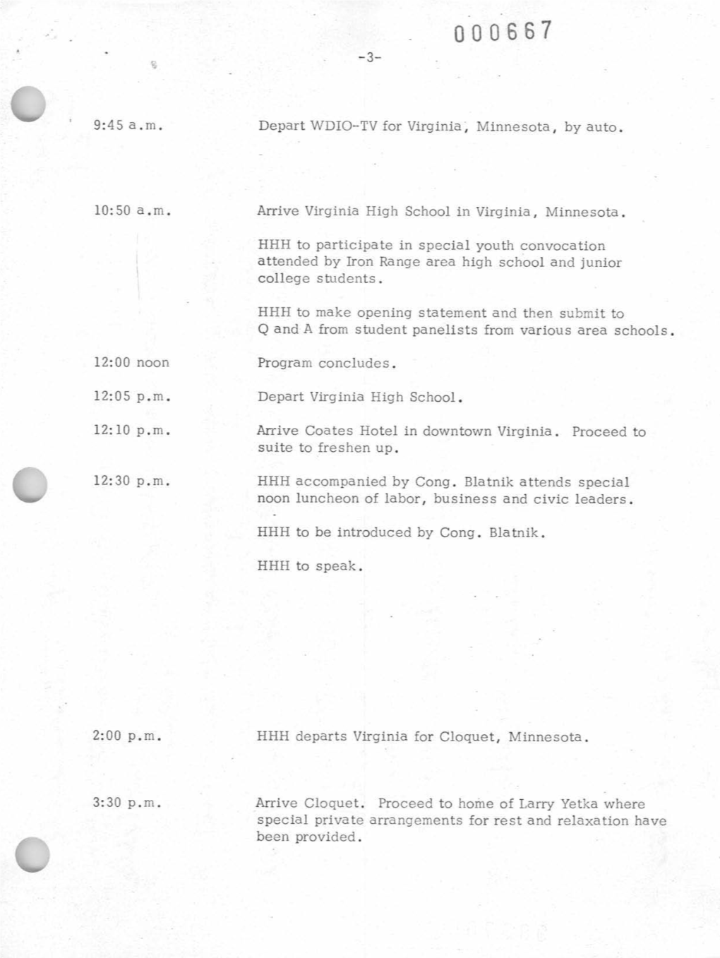 Duluth Day Dinner, Duluth, Minnesota, May 22, 1969