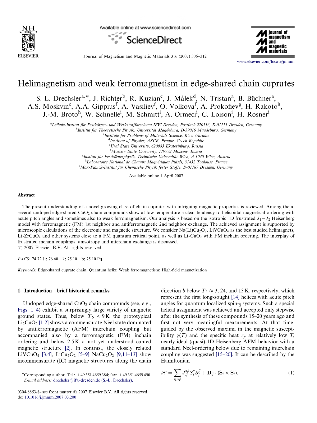 Helimagnetism and Weak Ferromagnetism in Edge-Shared Chain Cuprates