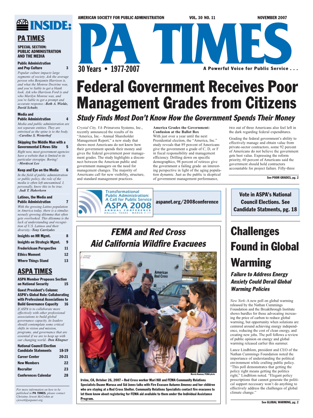 Federal Government Receives Poor Management Grades from Citizens