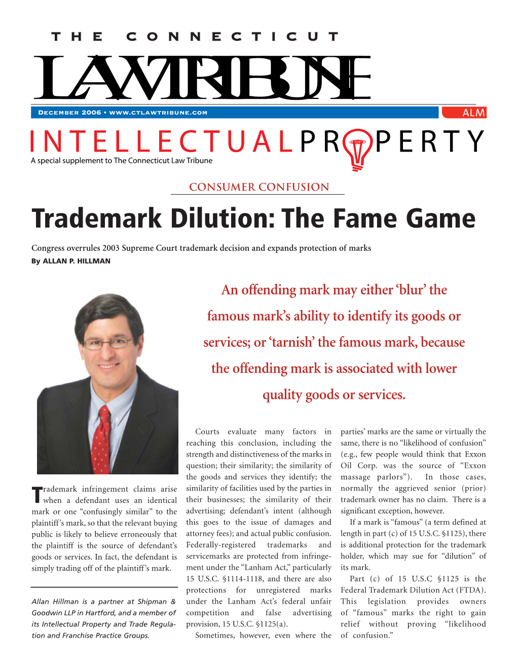 Trademark Dilution: the Fame Game