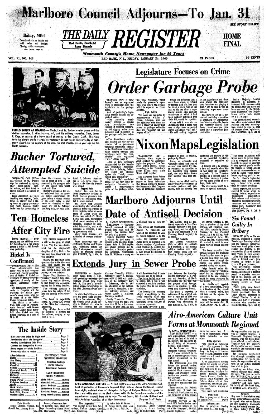 24, 1969 24 PAGES Legislature Focuses on Crime