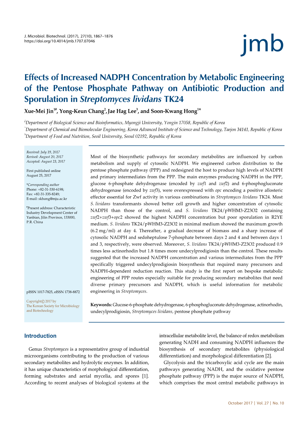 Effects of Increased NADPH Concentration by Metabolic